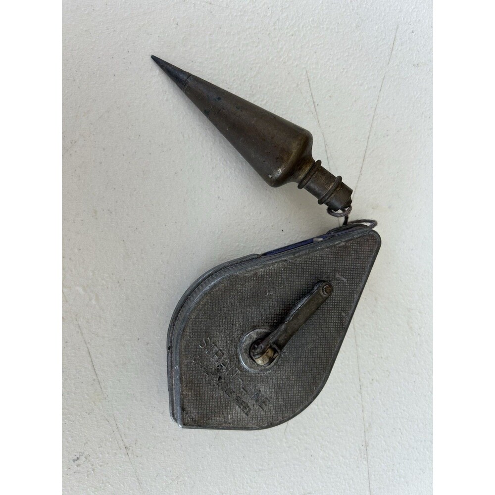 Vintage General No 330 Brass Plumb Bob Strait Line Chalk Reel USA